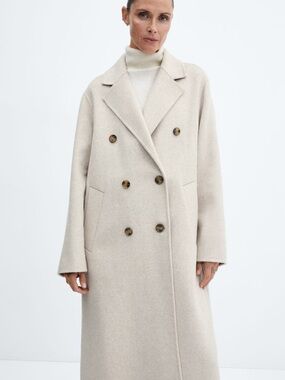 Mango Wool Coat in Beige Taupe